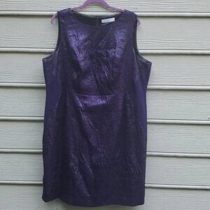 Tahari Patterned Front Sleeveless Shift Dress | Tahari Purple Sleeveless Dress